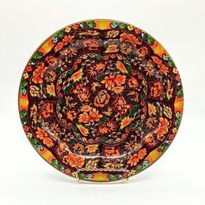 Vintage Daher England Orange Floral Scalloped Metal Tin